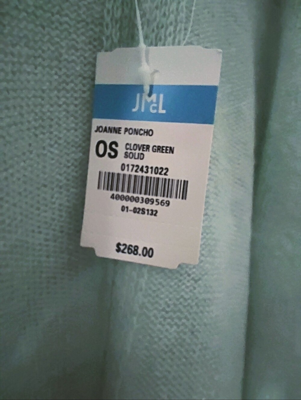 J.McLaughlin Clover Green  100% Cashmere Poncho Cape – One Size NWT - Picture 8 of 8